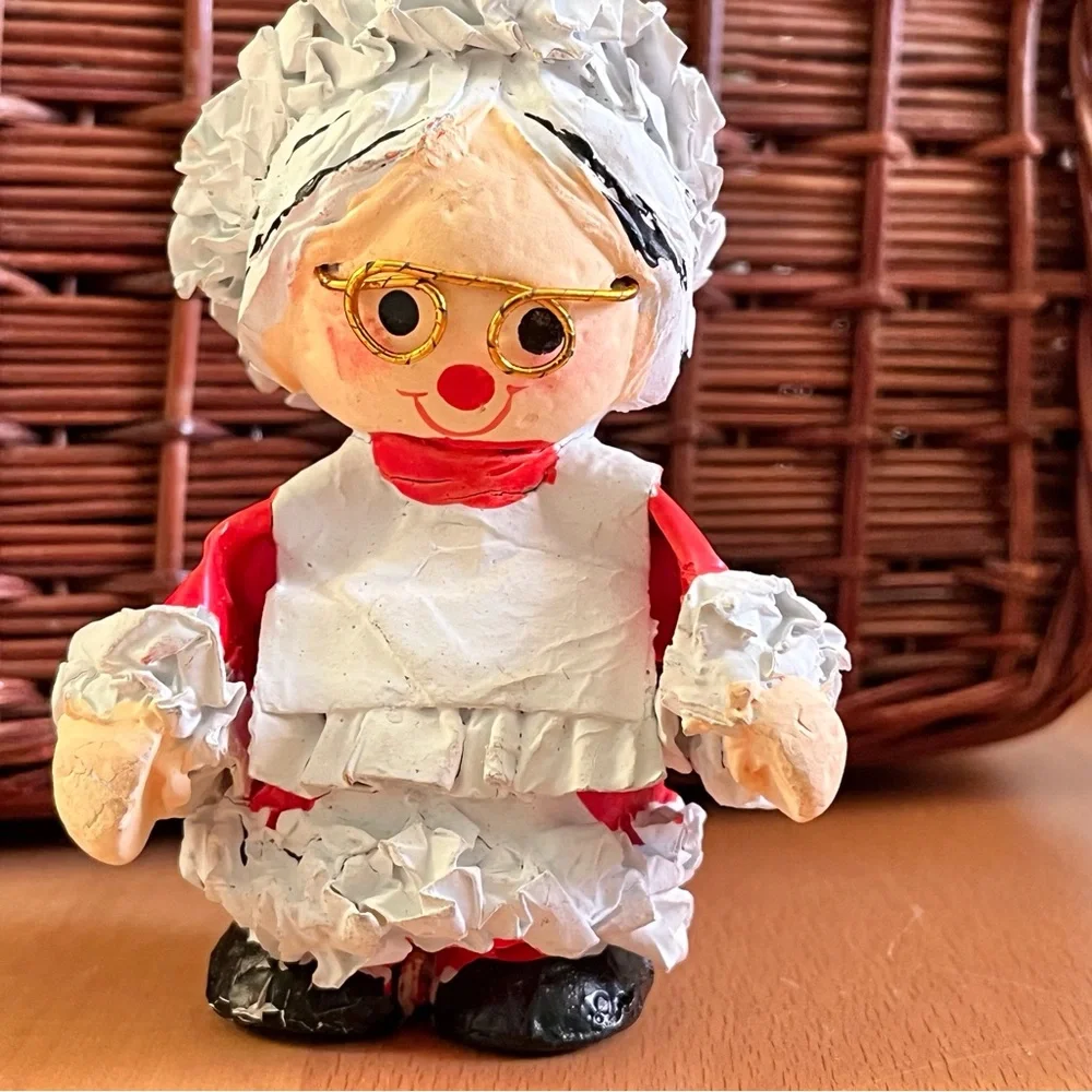 Vintage Mrs Claus Paper Mache Figurine Christmas
